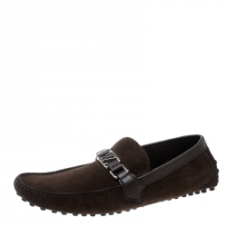 مملوكة مسبقًا Louis Vuitton Brown Suede Hockenheim Loafers Size 44