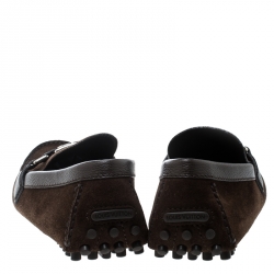 مملوكة مسبقًا Louis Vuitton Brown Suede Hockenheim Loafers Size 44