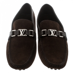 مملوكة مسبقًا Louis Vuitton Brown Suede Hockenheim Loafers Size 44