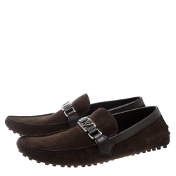 مملوكة مسبقًا Louis Vuitton Brown Suede Hockenheim Loafers Size 44