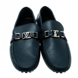 Pre Owned حذاء لوفرز لوي فيتون هوكنفيم جلد أزرق مقاس 43