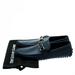 Pre Owned حذاء لوفرز لوي فيتون هوكنفيم جلد أزرق مقاس 43