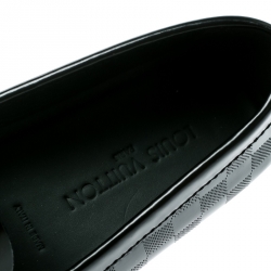 Pre Owned Louis Vuitton Black Damier Embossed Leather Shade Penny Loafers Size 45