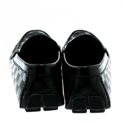 Pre Owned Louis Vuitton Black Damier Embossed Leather Shade Penny Loafers Size 45