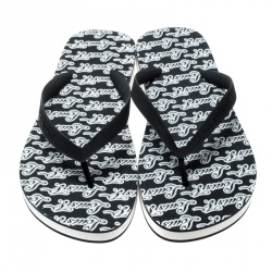 Louis Vuitton Monochrome Logo Print Rubber Molitor Thong Flip Flops Size 44