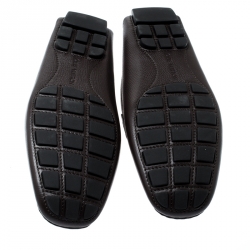 Pre Owned Louis Vuitton Dark Brown Leather Monte Carlo Loafers Size 44.5