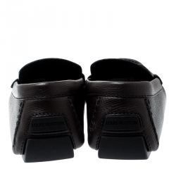 Pre Owned Louis Vuitton Dark Brown Leather Monte Carlo Loafers Size 44.5