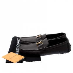Pre Owned Louis Vuitton Dark Brown Leather Monte Carlo Loafers Size 44.5
