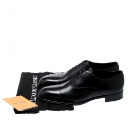 Pre Owned Louis Vuitton Black Epi Leather Lace Up Oxfords Size 44