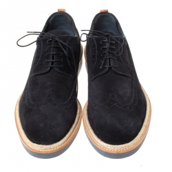 Pre Owned حذاء دربي أوكسفورد لوي فيتون بروغي حواف اسبادريل رباط علوي سويدي أزرق مقاس 42