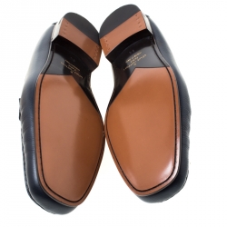 Pre Owned Louis Vuitton Oxford Blue Leather Monte Carlo Loafers Size 42.5