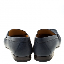 Pre Owned Louis Vuitton Oxford Blue Leather Monte Carlo Loafers Size 42.5