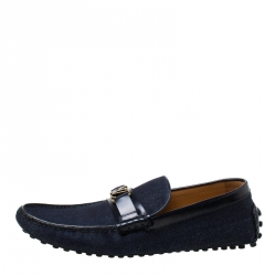 Pre Owned Louis Vuitton Indigo Dark Wash Denim Monte Carlo Loafers Size 43.5
