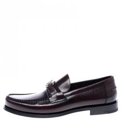 Pre Owned Louis Vuitton Black/Red Epi Leather Major Logo Detail Loafers Size 43