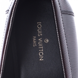 Pre Owned Louis Vuitton Black/Red Epi Leather Major Logo Detail Loafers Size 43
