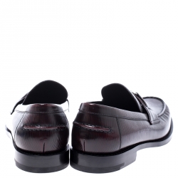Pre Owned Louis Vuitton Black/Red Epi Leather Major Logo Detail Loafers Size 43