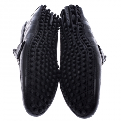 Pre Owned Louis Vuitton Black Graphite Leather Hockenheim Loafers Size 39.5