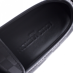 Pre Owned Louis Vuitton Black Graphite Leather Hockenheim Loafers Size 39.5