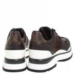 Pre Owned Louis Vuitton Brown Monogram Canvas And Leather Run Away Sneakers Size 41