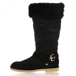 Louis Vuitton Black Suede Monogram Fauvist High Boots Size 39