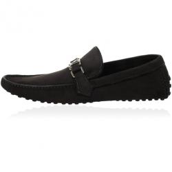 مملوكة مسبقًا Louis Vuitton Black Suede Hockenheim Loafers Size 43.5