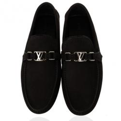 مملوكة مسبقًا Louis Vuitton Black Suede Hockenheim Loafers Size 43.5