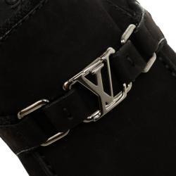 مملوكة مسبقًا Louis Vuitton Black Suede Hockenheim Loafers Size 43.5