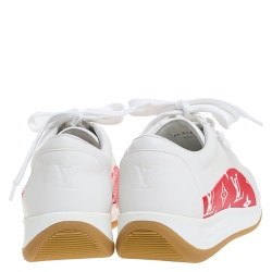 Pre Owned Louis Vuitton x Supreme White Leather and Monogram Canvas Trim Sport Sneakers Size 41