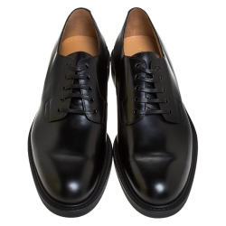 Pre Owned Louis Vuitton Black Leather Lace Up Derby Size 44