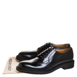 Pre Owned Louis Vuitton Black Leather Lace Up Derby Size 44