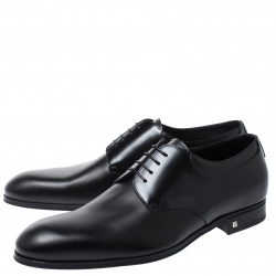 Pre Owned Louis Vuitton Black Leather Lace Up Derby Size 44
