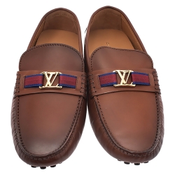 Pre Owned Louis Vuitton Brown Leather Hockenheim Moccasin Size 43