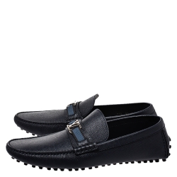 Pre Owned حذاء لوفرز لوي فيتون هوكينهيم جلد أزرق مقاس 44