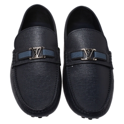 Pre Owned حذاء لوفرز لوي فيتون هوكينهيم جلد أزرق مقاس 44