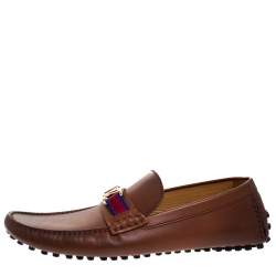 Pre Owned حذاء لوفرز لوي فيتون هوكينهيم جلد بني مقاس 43.5