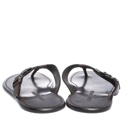 Pre Owned Louis Vuitton Brown Leather Hamptons Thong Sandals Size 41.5