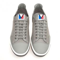 Pre Owned Louis Vuitton Grey Leather Slalom Sneakers Size 44