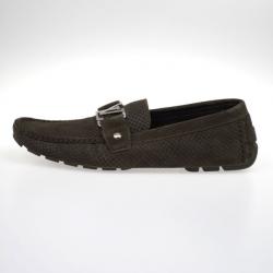 Pre Owned Louis Vuitton Petit Damier Monte Carlo Suede Loafers Size 43.5