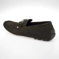 Pre Owned Louis Vuitton Petit Damier Monte Carlo Suede Loafers Size 43.5