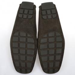 Pre Owned Louis Vuitton Petit Damier Monte Carlo Suede Loafers Size 43.5