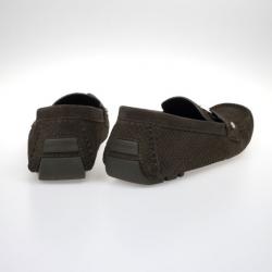 Pre Owned Louis Vuitton Petit Damier Monte Carlo Suede Loafers Size 43.5