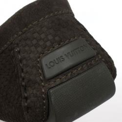Pre Owned Louis Vuitton Petit Damier Monte Carlo Suede Loafers Size 43.5