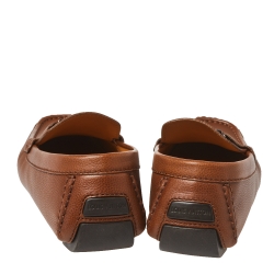 Pre Owned Louis Vuitton Brown Leather Monte Carlo Slip On Loafers Size 42.5