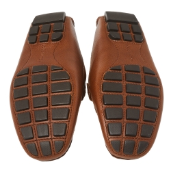 Pre Owned Louis Vuitton Brown Leather Monte Carlo Slip On Loafers Size 42.5