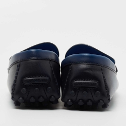 Pre Owned Louis Vuitton Blue Leather Hockenheim Slip On Loafers Size 46