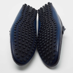 Pre Owned Louis Vuitton Blue Leather Hockenheim Slip On Loafers Size 46