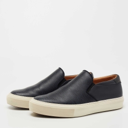 Louis Vuitton Navy Blue/Black Leather Slip On Sneakers Size 40