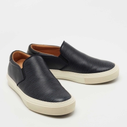 Louis Vuitton Navy Blue/Black Leather Slip On Sneakers Size 40
