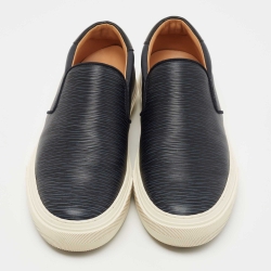 Louis Vuitton Navy Blue/Black Leather Slip On Sneakers Size 40