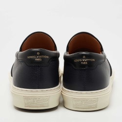 Louis Vuitton Navy Blue/Black Leather Slip On Sneakers Size 40